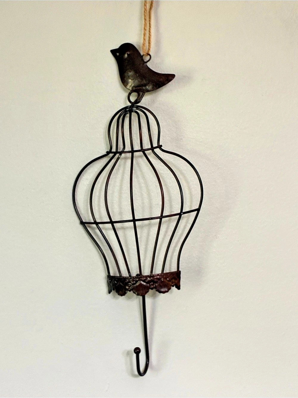 Bird Cage Wall Decor in Brown & Black